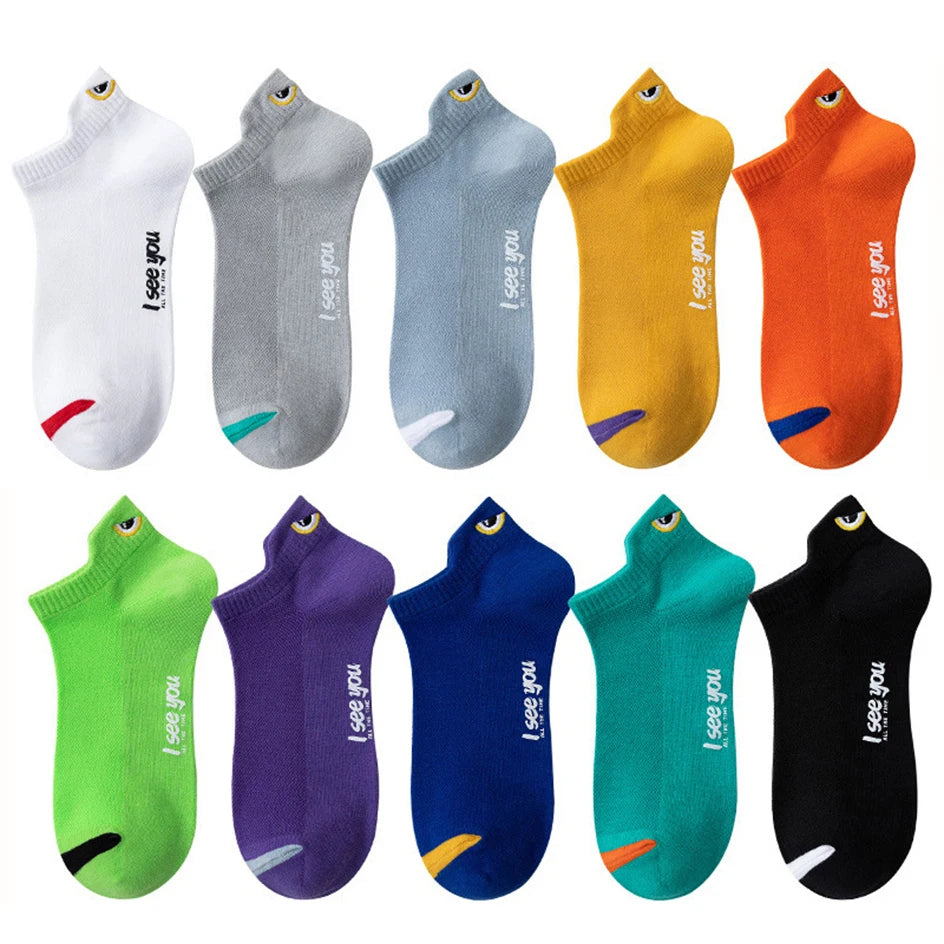 5/10 Pairs Man Short Socks Ankle Boat Socks Breathable Casual Athletic Socks Women Summer Thin Low-Cut Male Socks