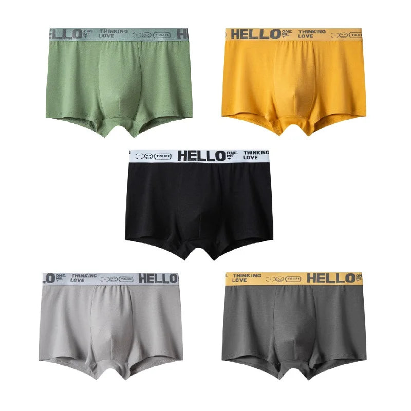 1/5pcs Men's Underwear, Breathable Comfy Quick Drying Stretchy Boxer Trunks, Sexy Underpants, Men's Trendy Boxer Panties