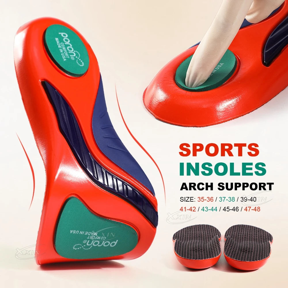 【Xxin】Arch Support Insole Poron Shock Absorption Flat Feet Shoe Pad Heel Pain Relief Size 35-48