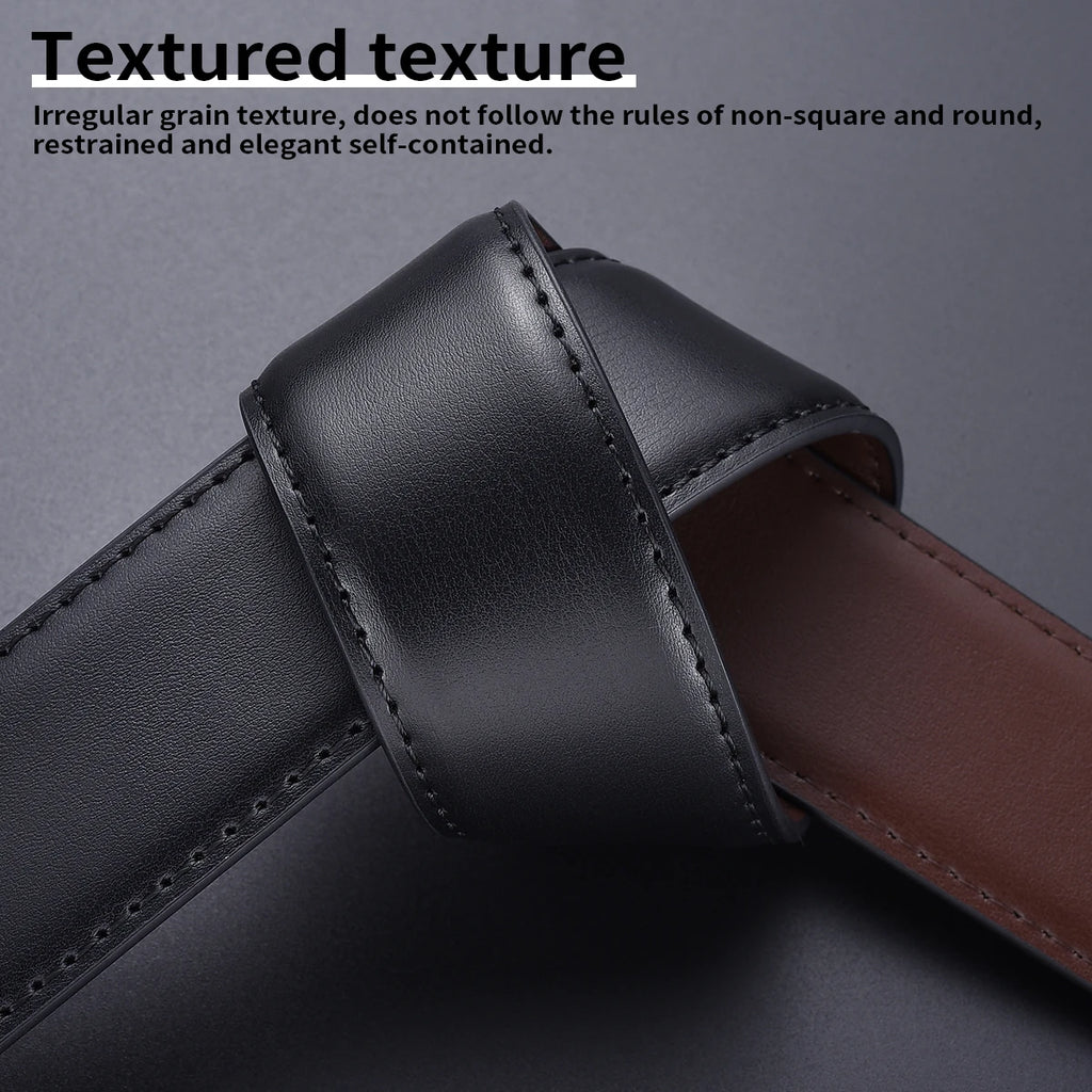 Belt, men's leather needle buckle double-sided cowhide belt, men's young people's business jeans belt, trendy youth