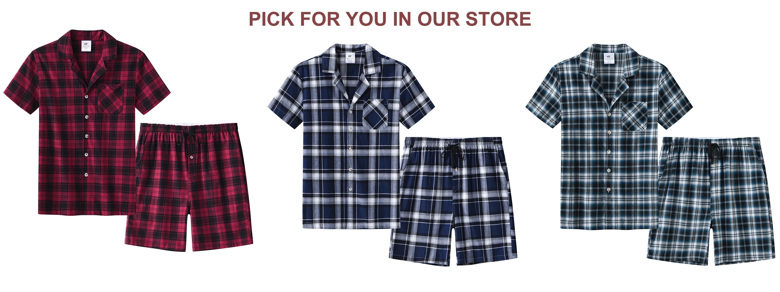 3Pcs Men's 100% Cotton Underwear Boxers Shorts Suit, Plaid Pajama Sleeping Bottoms Pants Suit, Elastic Waist Shorts Homewear