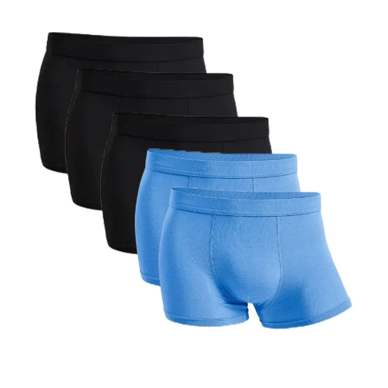 5 Packs Bamboo Boxers Man XL XXL XXXL XXXXL 5XL 6XL Plus Size Underwear Men Flat Feet Gym Shorts Panties Black Underpants Gifts