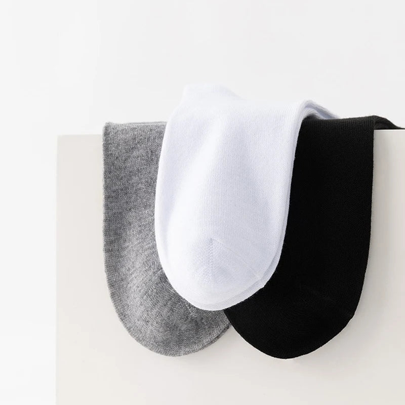 10 Pairs/Lot Men's Breathable Socks Solid Color Black White Business Casual Simple Versatile Sports Mesh Short Socks