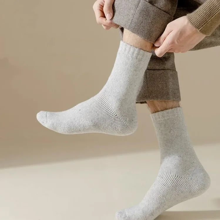 2Pairs/Men's Socks Super Thick Wool High Quality Merino Wool Socks Business Fall Winter Comfortable Mid-leg Socks Large Size Men