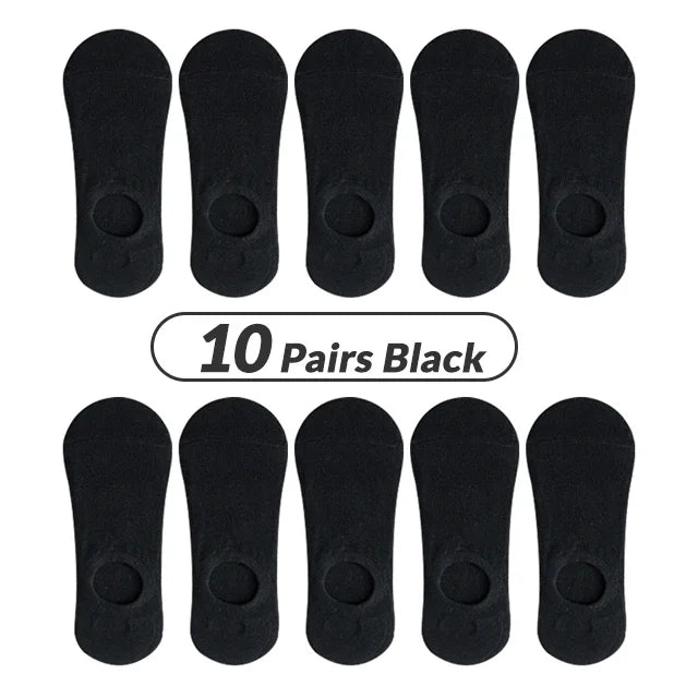 5/10 Pairs Men's Invisible Socks Slippers Cotton Silicone Non-slip Summer No-show Ankle Socks Casual Breathable Thin Boat Sock