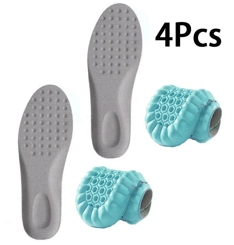 4PCS Soft Elasticity Sole Breathable Comfortable Insoles Men and Women's Sports Shock Absorbing Insole Outdoor Running Insoles