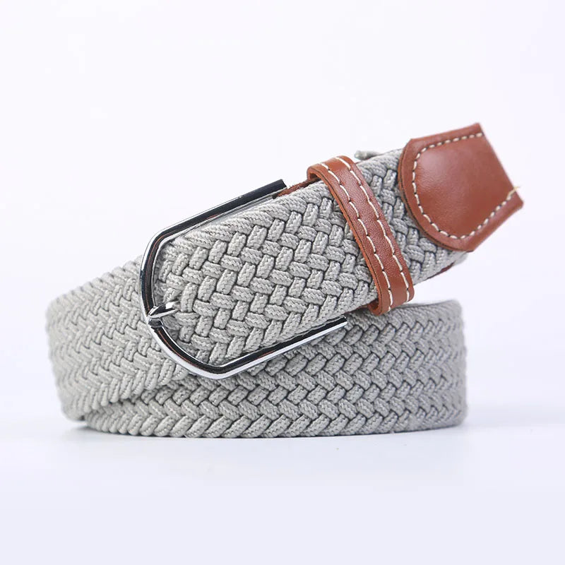 Blue Black Female Casual Knitted Pin Buckle Men Belt Woven Canvas Elastic Expandable Braided Stretch Belts Women Jeans 60colors