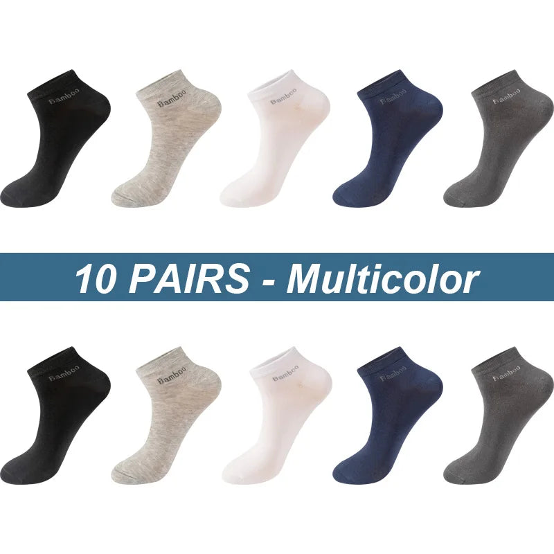 High Quality 10Pairs/Lot Men's Bamboo Fiber Socks Short Casual Breatheable Anti-Bacterial Man Ankle Socks New black busines