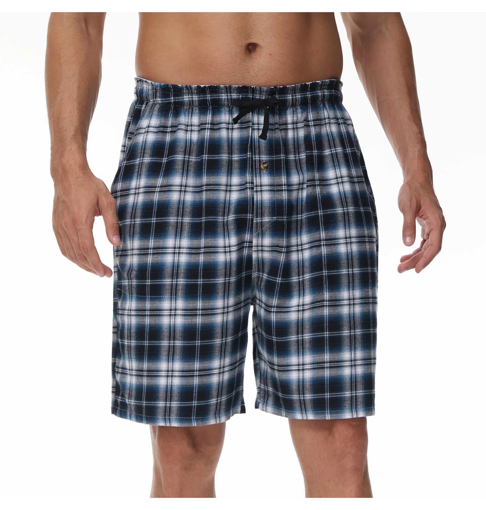 3Pcs Men's 100% Cotton Underwear Boxers Shorts Suit, Plaid Pajama Sleeping Bottoms Pants Suit, Elastic Waist Shorts Homewear