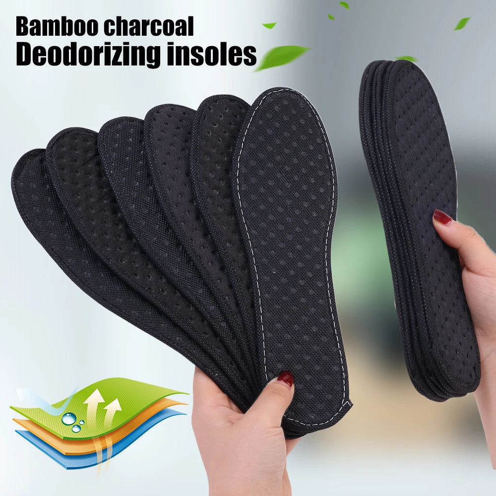 6Pcs Bamboo Charcoal Deodorant Insoles Mesh Breathable Absorb-Sweat Shoe Pads Men Running Sports Shoes Insert Deodorant Insole