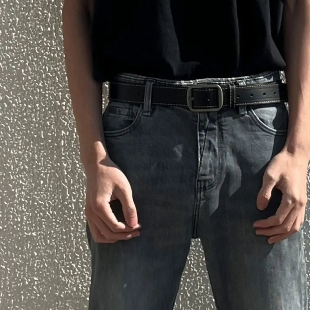 Leather Belt For Men Pin Buckle Jeans Black Belt Chic Luxury Brand Ladies Vintage Strap Waistband