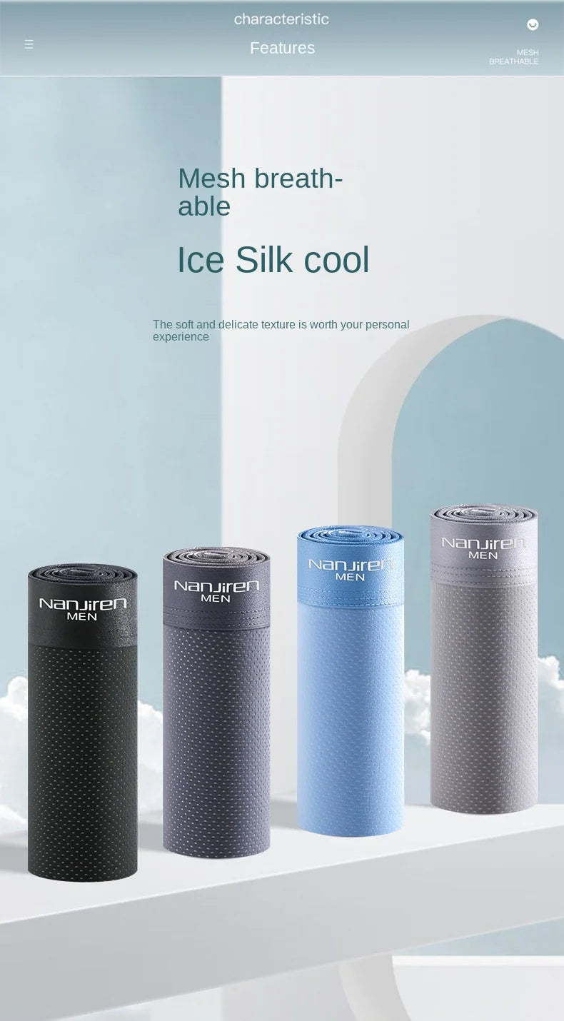 Men Boxers Men's Underwear 3A Antibacterial Underpants Ice Silk Men Boxer Shorts Breathable Elastic Male Panties Plus Size L-6XL