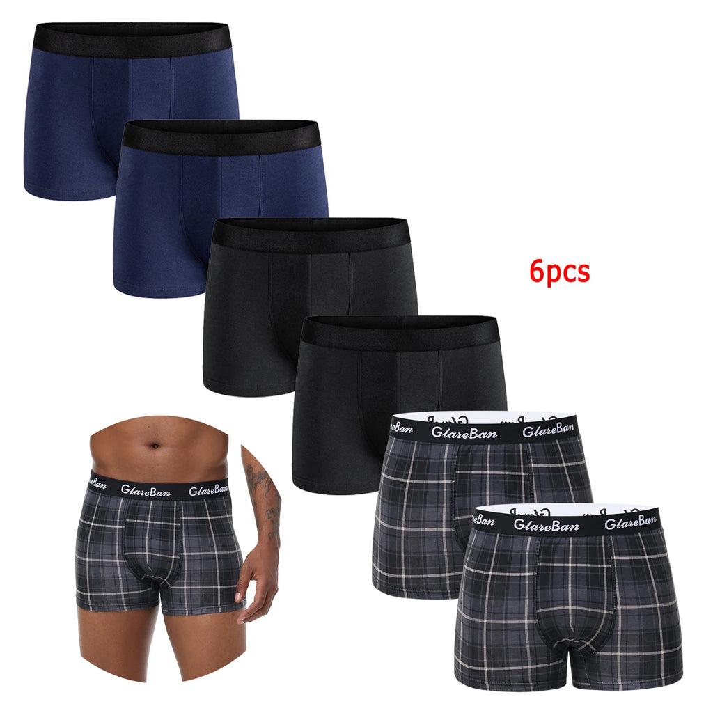 6pcs Pack Cotton Boxer Briefs Men shorts Panties Underwear For Man Brand And Underpants Homme Luxury BoxerShorts Box Slip Box