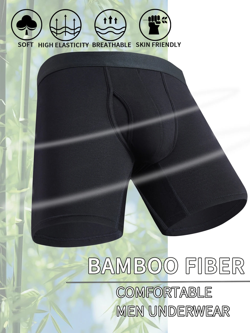 8-Pack Boxers Man Bamboo Fiber Men's panties Sexy Long Boxer Briefs Breathable and Soft Underwear for Men Plus Size S-XXL