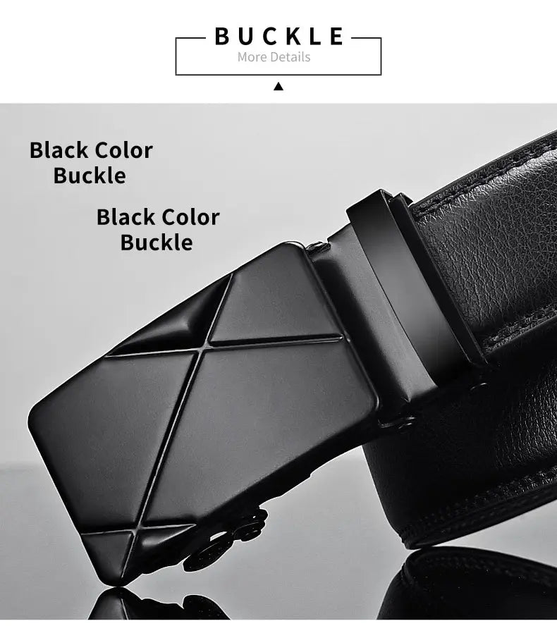 Men Leather Belt Metal Automatic Buckle Brand High Quality Luxury Belts for Men Famous Work Business Black PU Strap