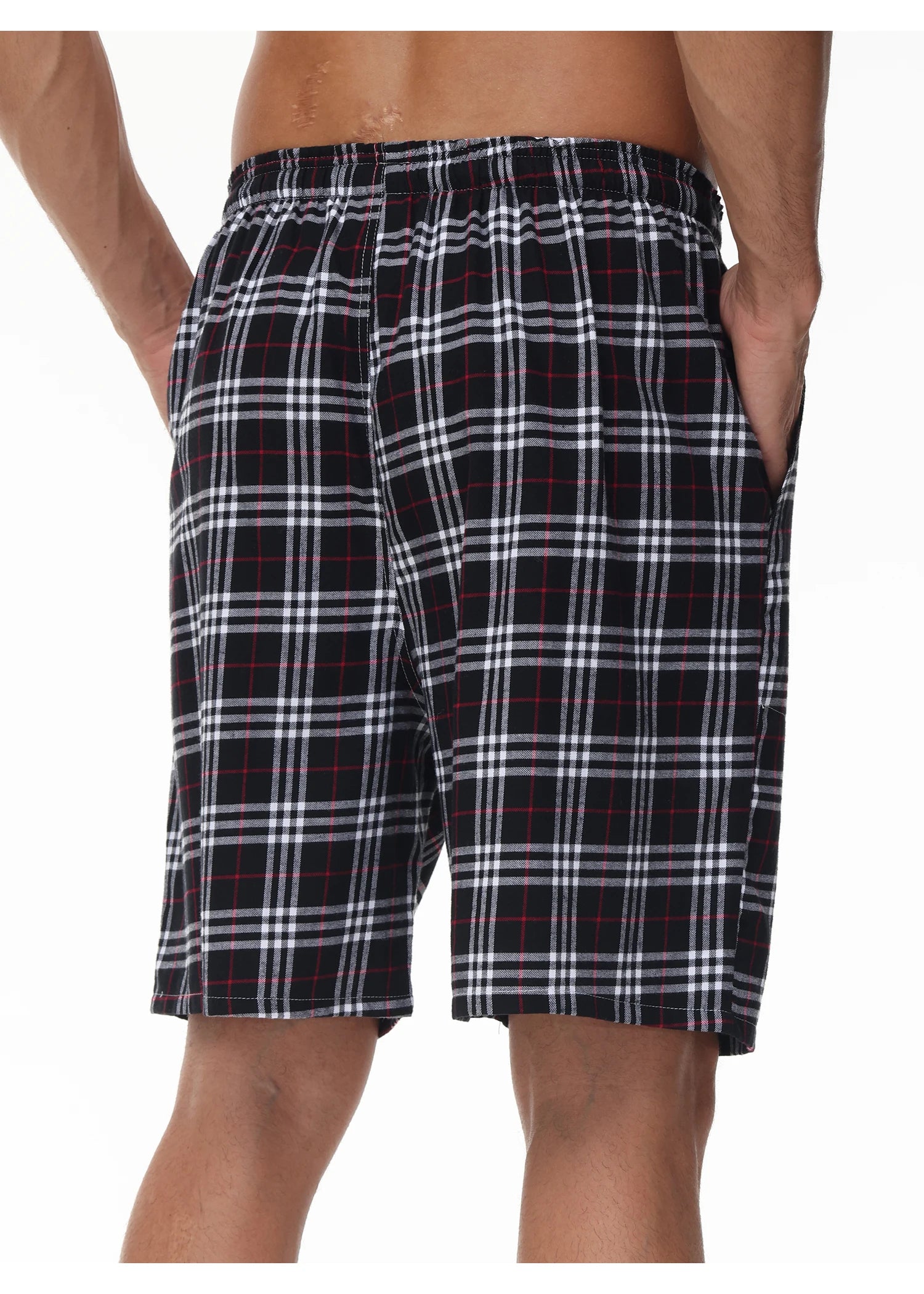 3Pcs Men's 100% Cotton Underwear Boxers Shorts Suit, Plaid Pajama Sleeping Bottoms Pants Suit, Elastic Waist Shorts Homewear