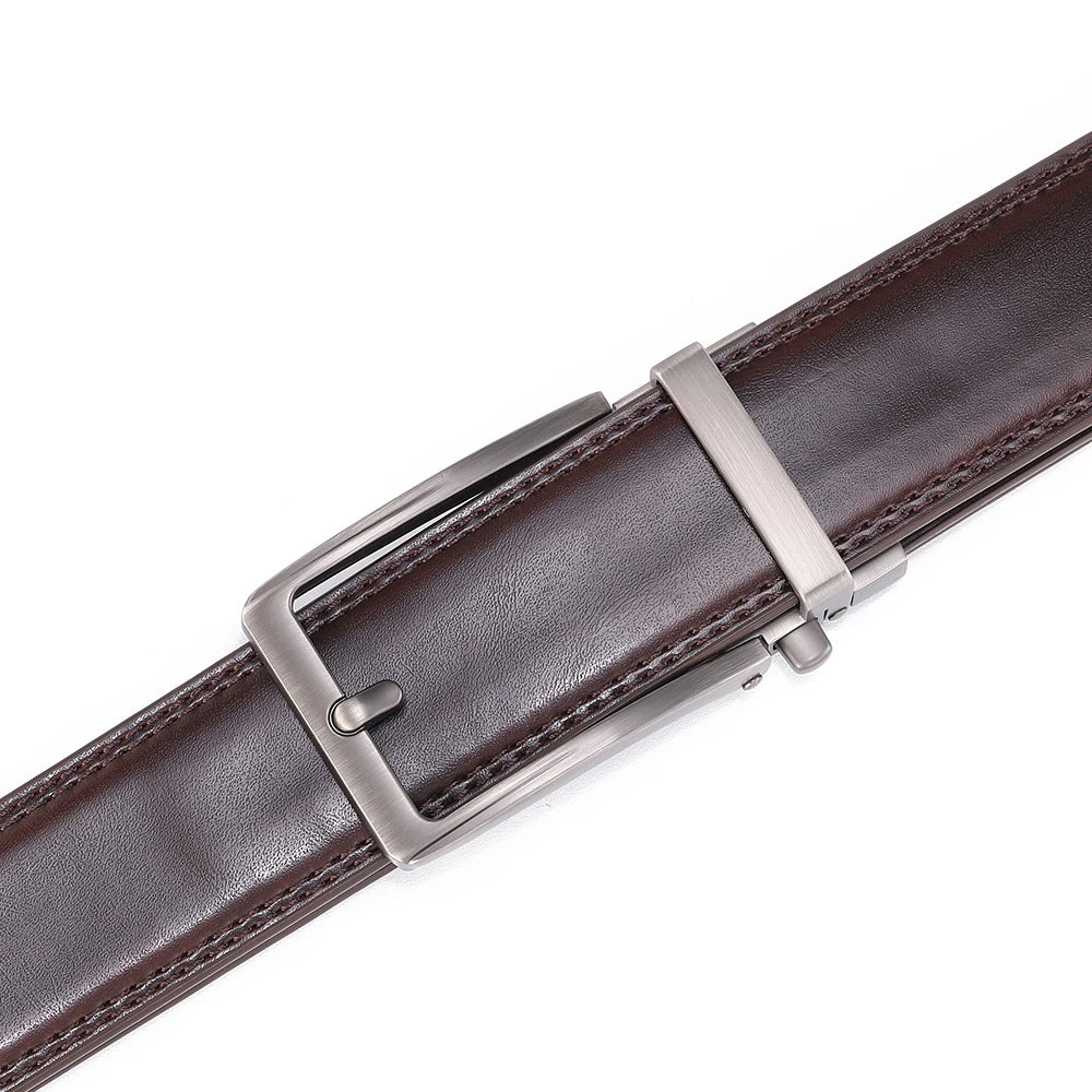 Click Belts for Men Luxury Brand Designer Fashion Automatic Buckle Genuine Leather Men's Belt Male Jeans Waist Strap Blue 3.5 cm