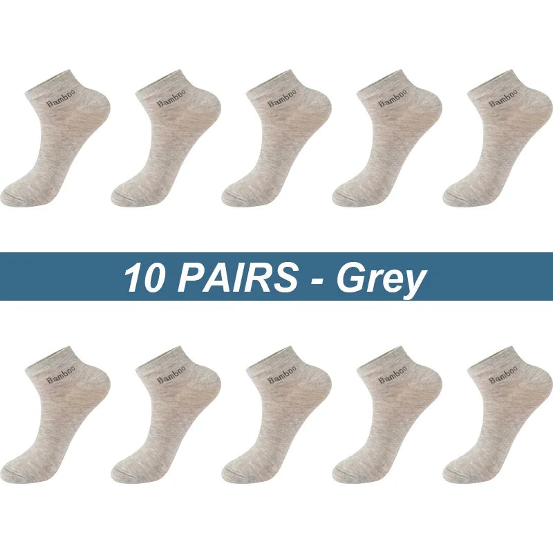 High Quality 10Pairs/Lot Men's Bamboo Fiber Socks Short Casual Breatheable Anti-Bacterial Man Ankle Socks New black busines