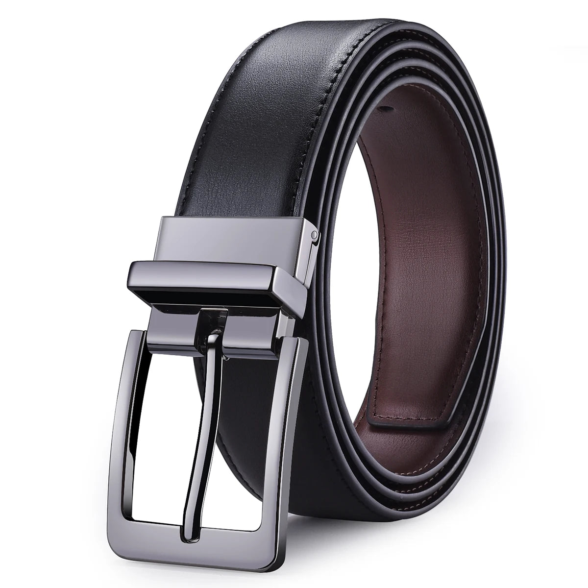 Belt, men's leather needle buckle double-sided cowhide belt, men's young people's business jeans belt, trendy youth