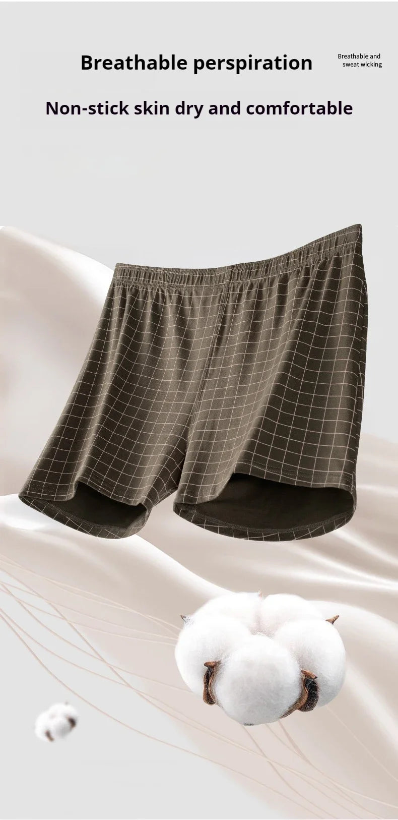 4Pcs Mens Underwear Boxers Shorts Casual Cotton Sleep Underpants Homewear Men Panties Striped Plaid Loose Comfortable Underwear