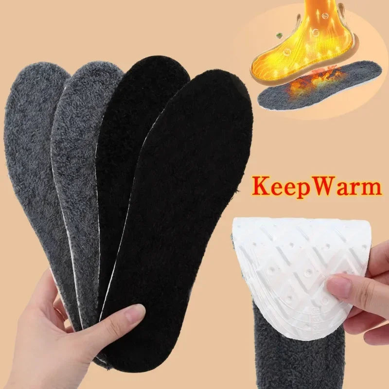 2PCS Soft Cashmere Snow Boots Padding Winter Warm Plush Insoles Women Men Thicken Thermal Shoe Pads Self Heated Sports Inserts