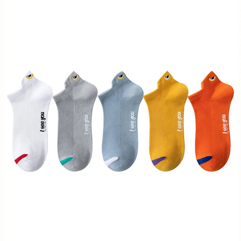 5/10 Pairs Man Short Socks Ankle Boat Socks Breathable Casual Athletic Socks Women Summer Thin Low-Cut Male Socks