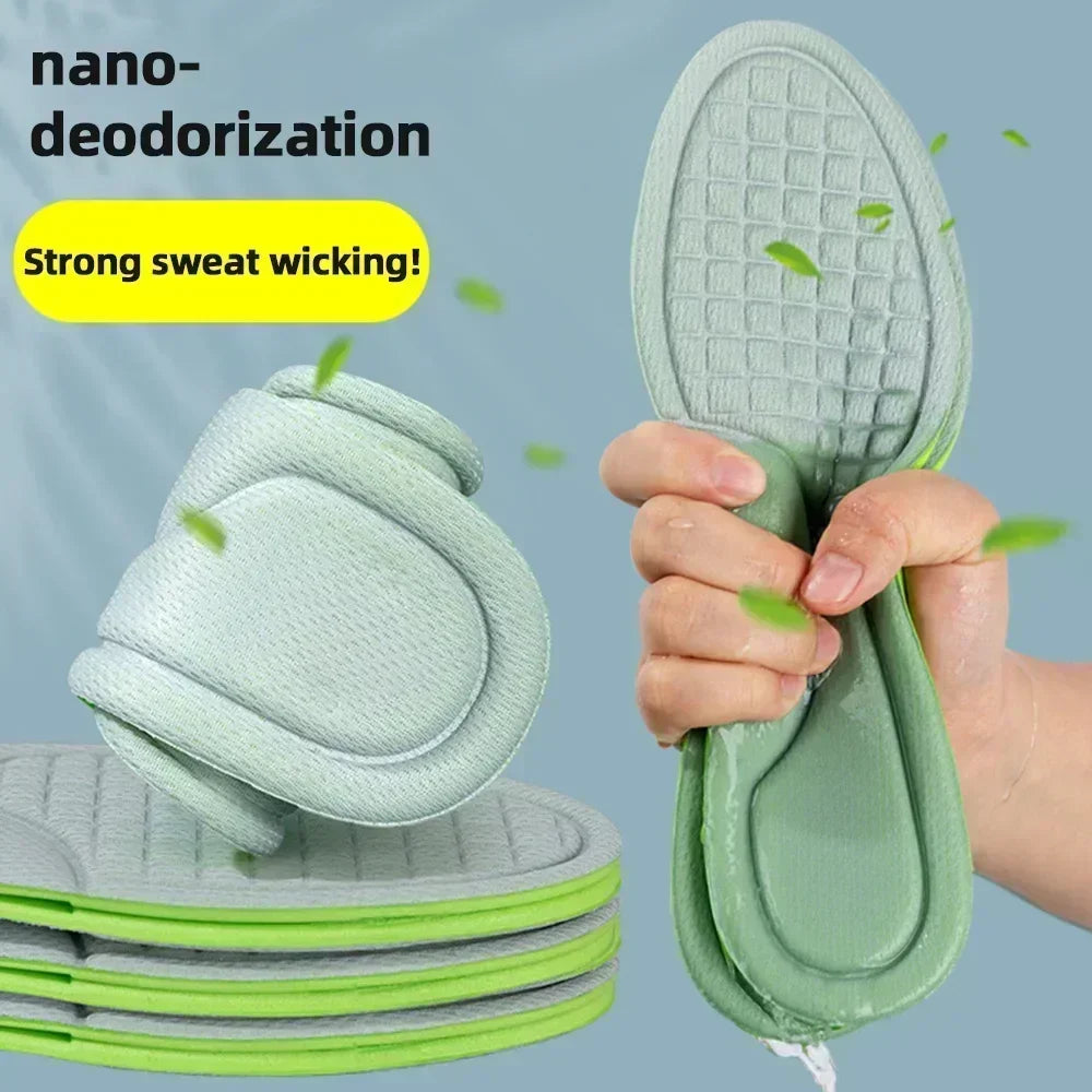 10pcs Unisex Memory Foam Orthopedic Insoles Deodorizing Insole Shoes Sports Absorbs Sweat Soft Antibacterial Shoe Accessories