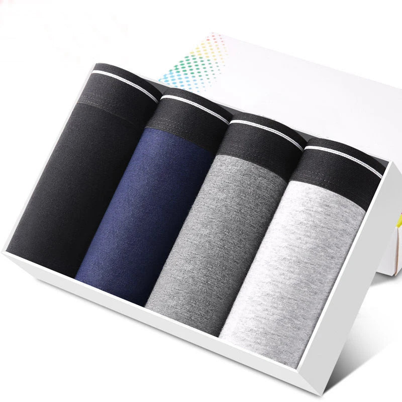 4pcs Men's Panties Sexy Shorts Cotton Underwear Male Breathable Boxers Solid Boxershorts Brand Underpants