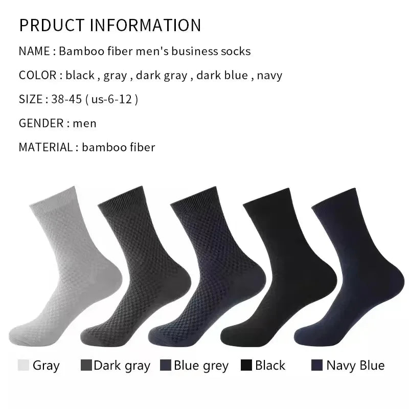 5Pairs/Lot Men's Socks High Quality Bamboo Fiber Business Breathable Deodorizing Socks Men's Casual Socks Large Size EU38-46