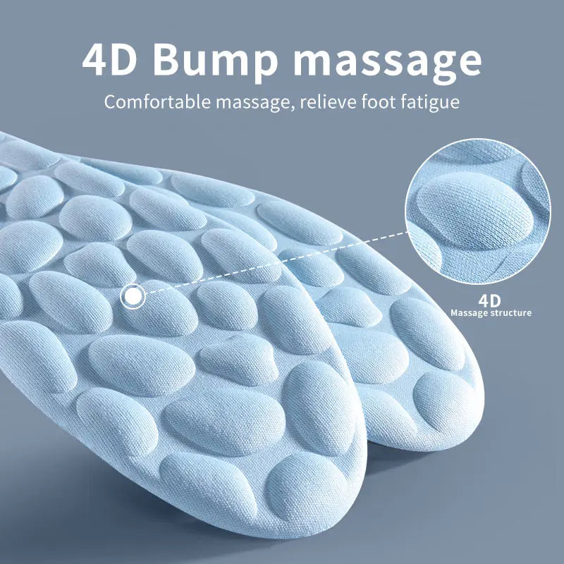 4D Cloud Technology Sports Insoles for Shoes PU Sole Soft Breathable Shock Absorption Cushion Running Orthopedic Care Insoles