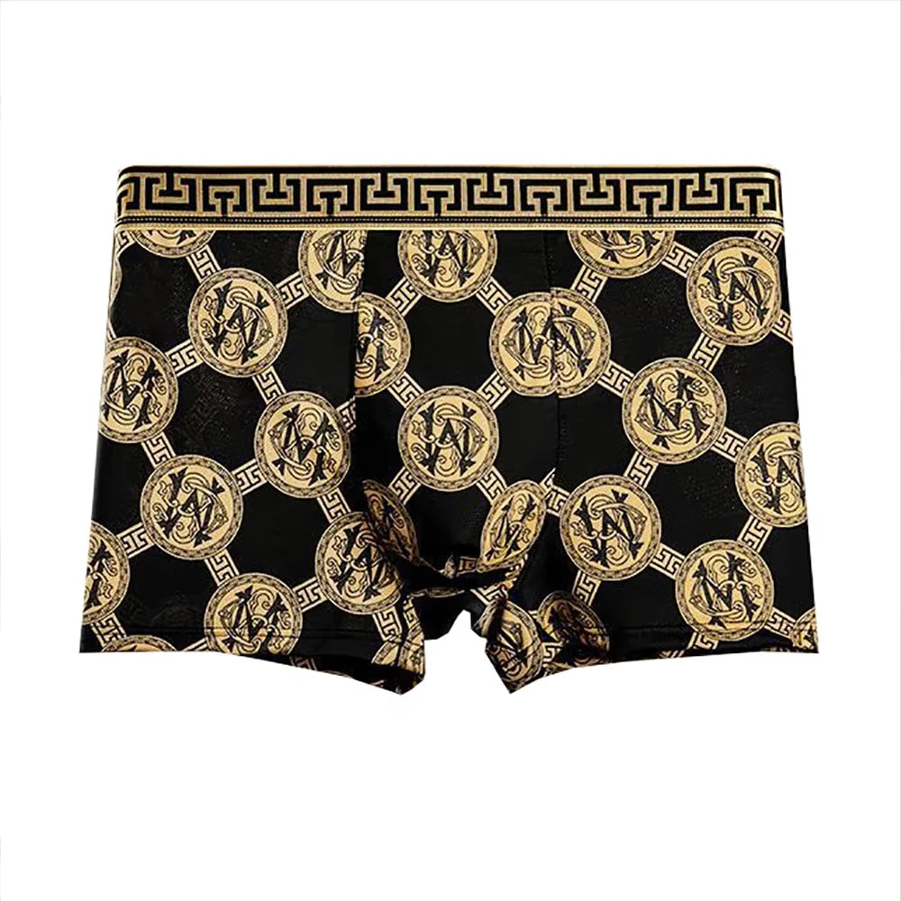 4Pcs/Set Men's Underwear Elastic Boxer Shorts Comfortable Breathable Print Men Underpant Sexy Boys Thin Flat Corner Panties