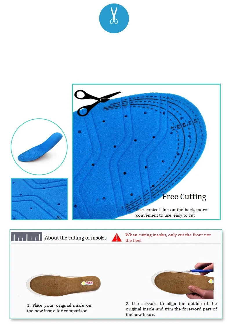 Shock Absorbing Insoles For Shoes Sole Mesh Deodorant Breathable Cushion Running Insoles For Feet Man Women Orthopedic Insoles