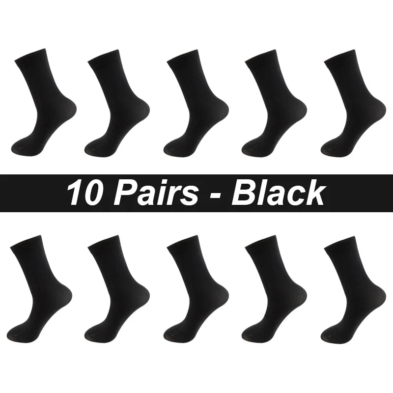10Pairs/Lot Men Combed Cotton Socks Black Casual Business Breathable High Quality Man Sock New For Male Plus Size EU38-48