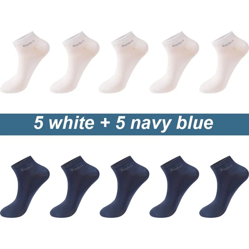 High Quality 10Pairs/Lot Men's Bamboo Fiber Socks Short Casual Breatheable Anti-Bacterial Man Ankle Socks New black busines