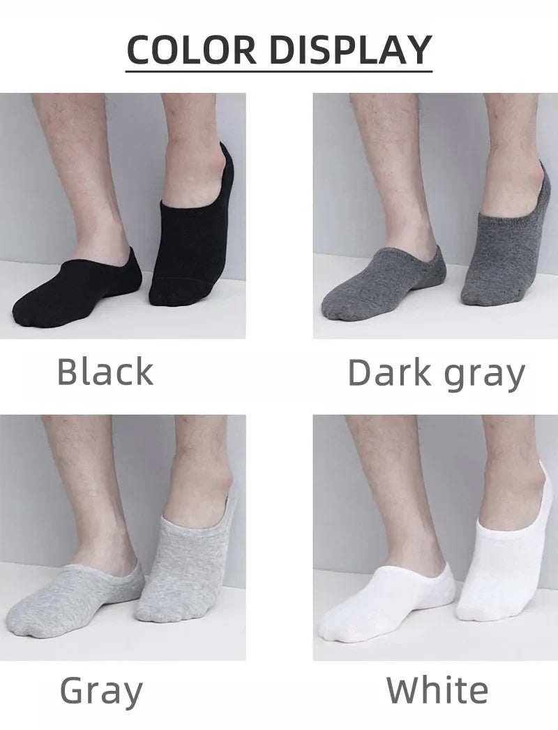 5/10 Pairs Men's Invisible Socks Slippers Cotton Silicone Non-slip Summer No-show Ankle Socks Casual Breathable Thin Boat Sock