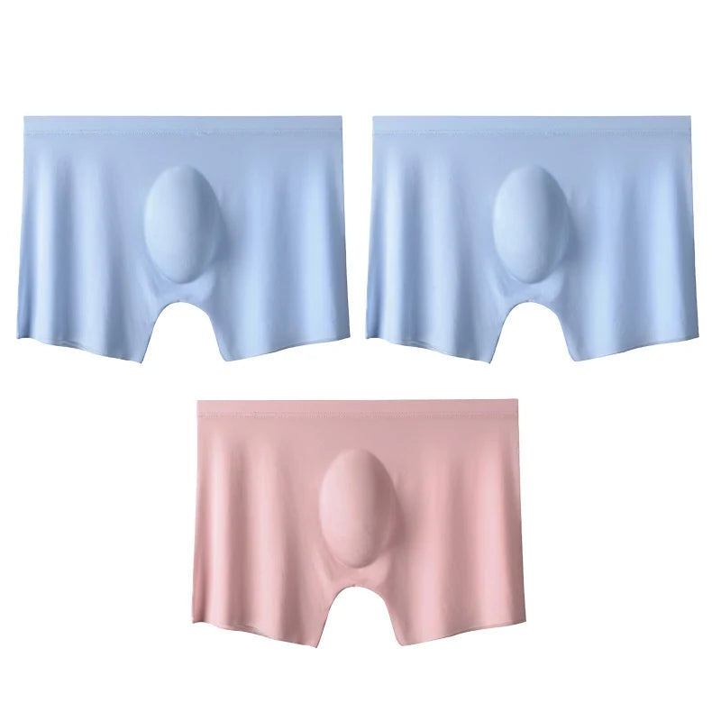 3Pcs/Lot Men's Summer Ultra-thin Boxers Briefs Ice Silk Seamless Underwear Sexy Lingerie Underpants Shorts Breathable Panties