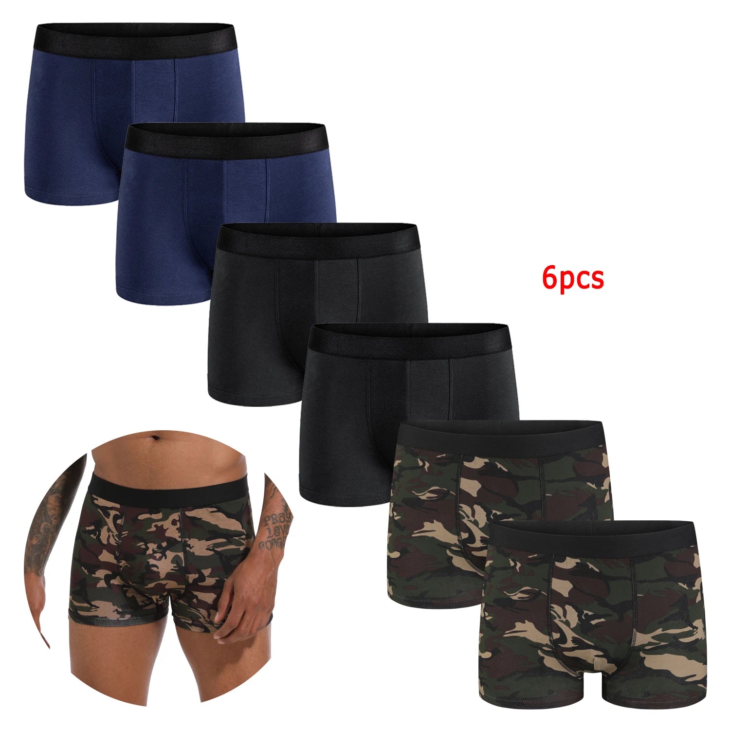 6pcs Pack Cotton Boxer Briefs Men shorts Panties Underwear For Man Brand And Underpants Homme Luxury BoxerShorts Box Slip Box