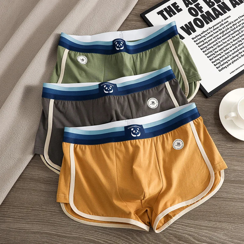 1/3 PCS/Pack 7A Antibacterial Big U Mesh Breathable Crotch Men's Panties 100% Cotton Trendy Underpants High Elastic Waist Boxers