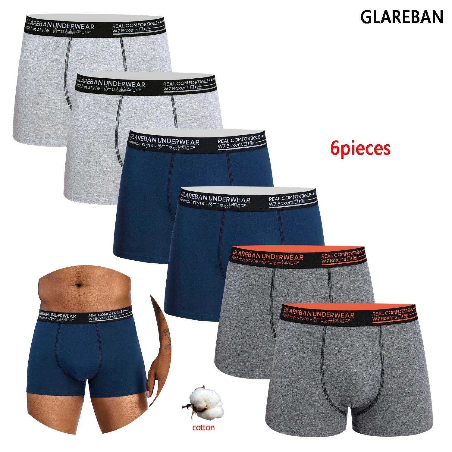 6pcs Pack 2024 Brand Boxer Fashion Style Men Panties Cotton Underwear Male And Underpants For Homme Luxury Set Shorts Box Slips