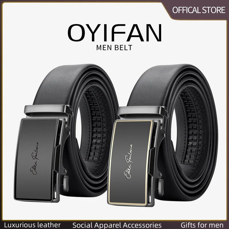 OYIFAN Men Belt Genuine Leather belt for men Alloy buckle ratchet belts Men Designer Belt Automatic belts 벨트