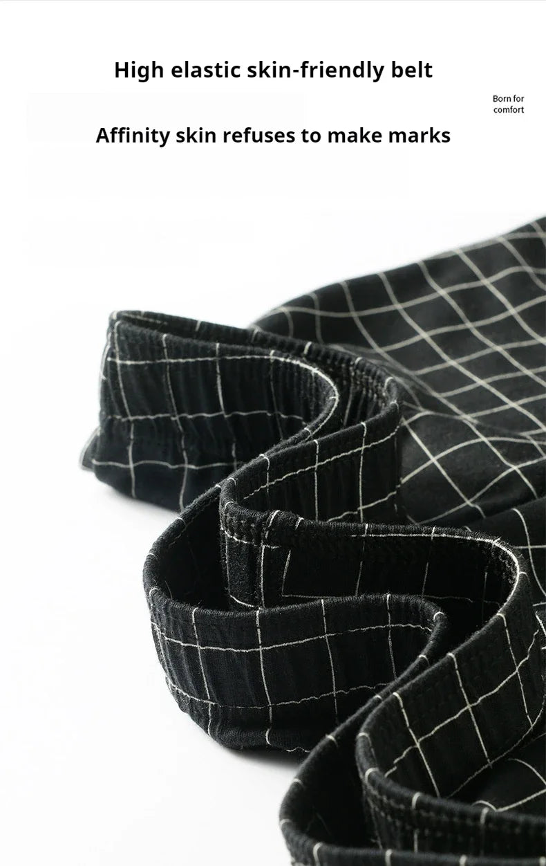 4Pcs Mens Underwear Boxers Shorts Casual Cotton Sleep Underpants Homewear Men Panties Striped Plaid Loose Comfortable Underwear