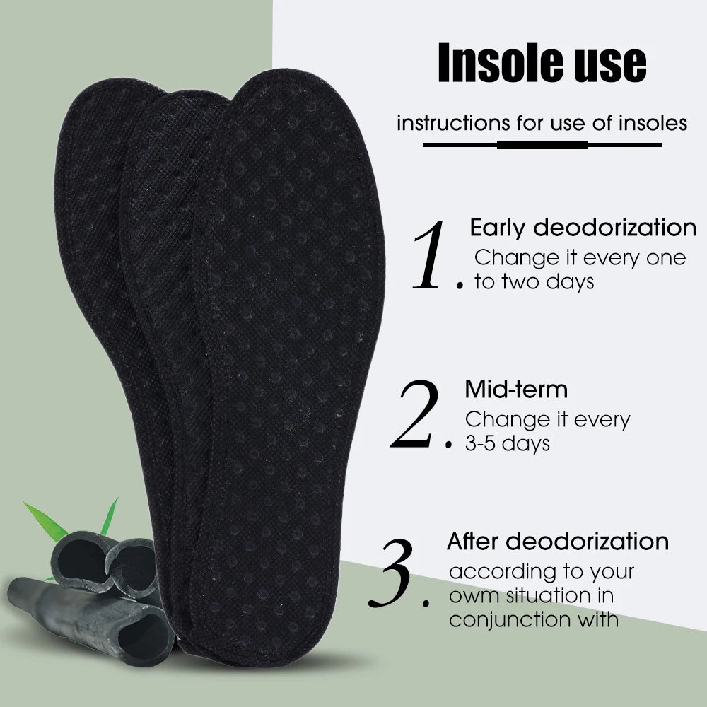 6Pcs Bamboo Charcoal Deodorant Insoles Mesh Breathable Absorb-Sweat Shoe Pads Men Running Sports Shoes Insert Deodorant Insole