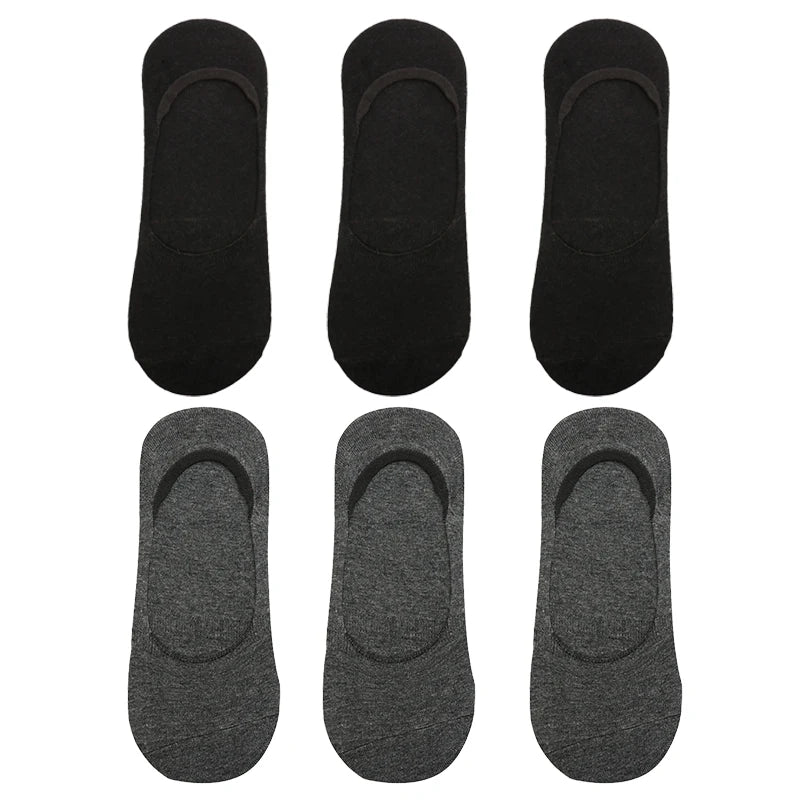 6 Pairs/Lot Men's Bamboo Breathable Invisible Socks Low Cut Casual Cotton Boat Non-Slip No Show High Quality Sock