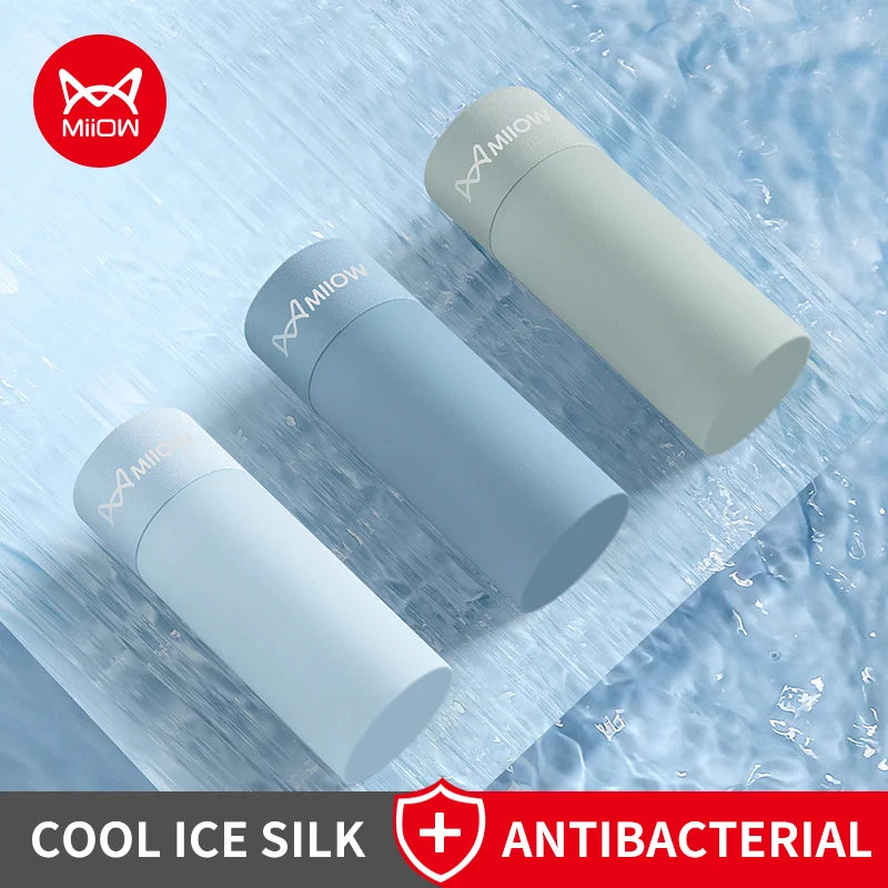 MiiOW 3Pcs Ice Silk Men Panties Mesh Breathable Mens Underpants 10A Antibacterial Crotch Men's Underwear Boxers Man Boxer Briefs