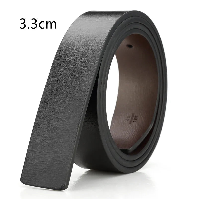 1pcs/2.8CM/3.3CM - Belt for Men Men's Business Belt Reversible Genuine Cowhide Leather Belt No Buckle Rotating Buckle