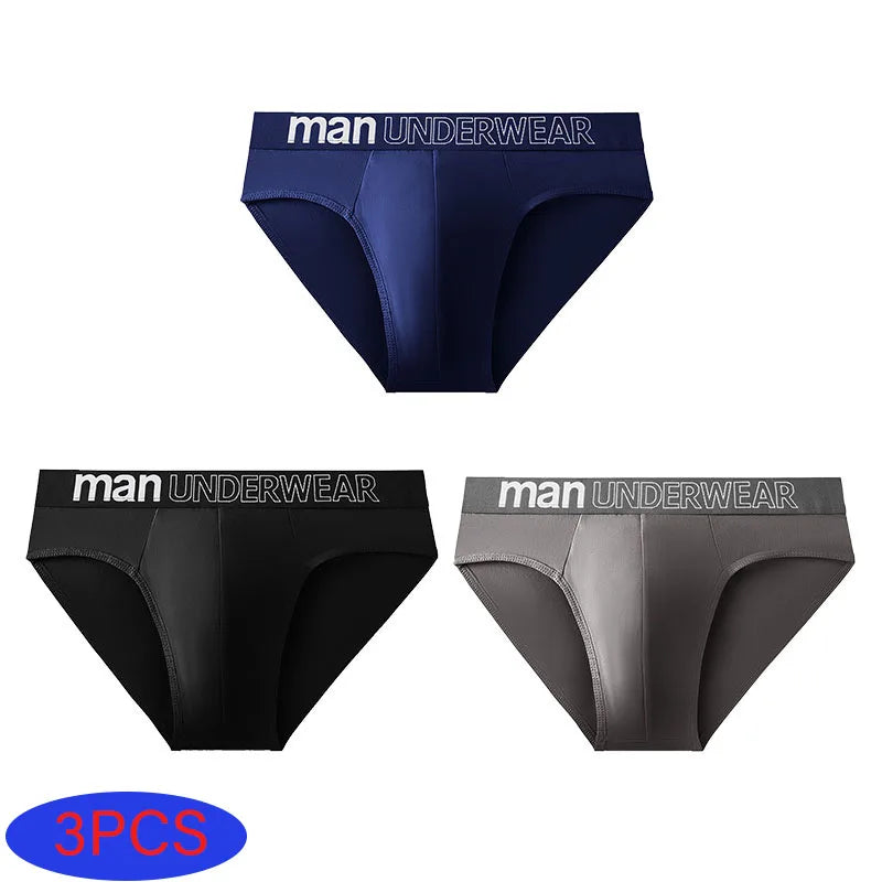 3 Pcs/Lot Men's Letter Briefs Underwear Comfortable Panties Shorts Sexy Gifts for Man Underpants