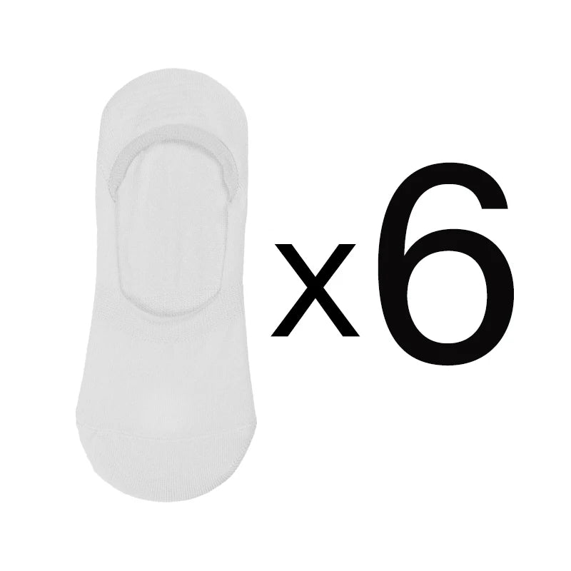 6 Pairs/Lot Men's Bamboo Breathable Invisible Socks Low Cut Casual Cotton Boat Non-Slip No Show High Quality Sock