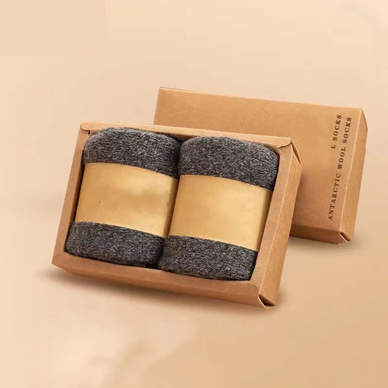 2Pairs/Men's Socks Super Thick Wool High Quality Merino Wool Socks Business Fall Winter Comfortable Mid-leg Socks Large Size Men