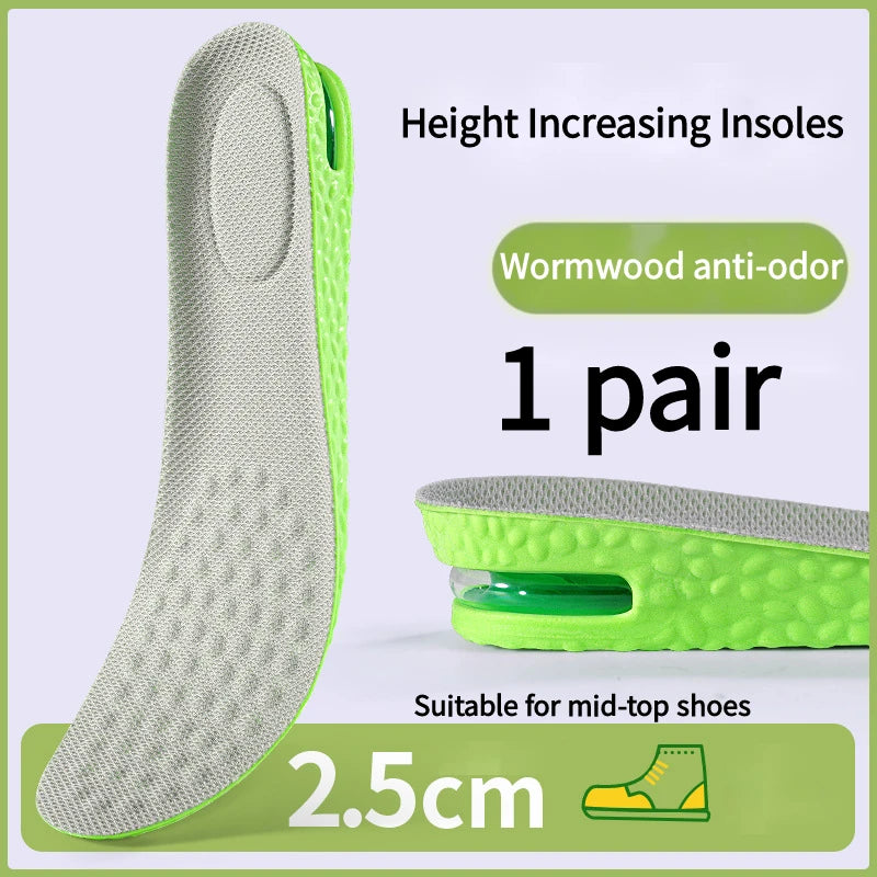 1Pair Air Cushion height increase insoles Breathable Sweat and Anti-Odour Insole Shock Absorbing Insole for Sports Shoes