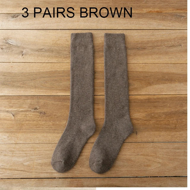 6PCS=3Pairs Men's Winter Compression Stocking Warm Hot Knee High Long Leg Terry Socks Warm Thicken Cover Calf Socks Size 38-44